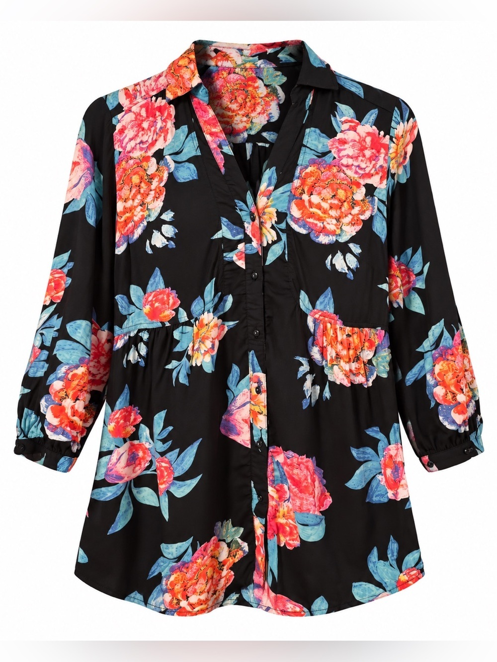 Anthropologie Maeve Woodland Walk Floral Button Front Blouse Black Size 4